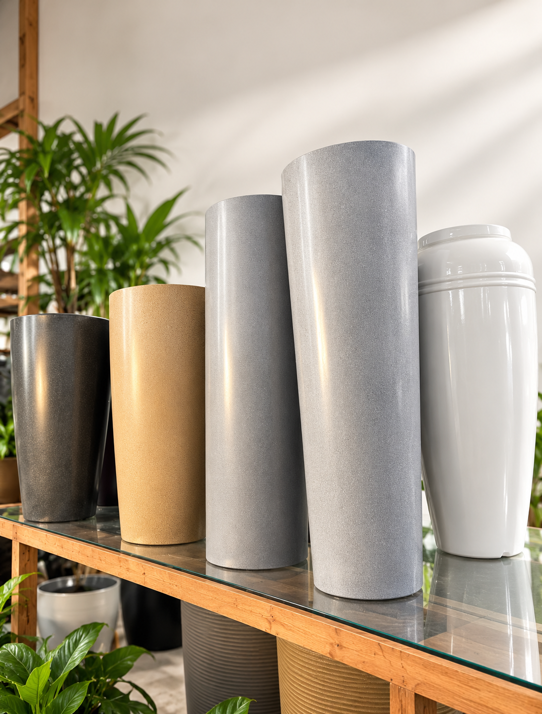 Coleção de Vasos Modernos no Showroom